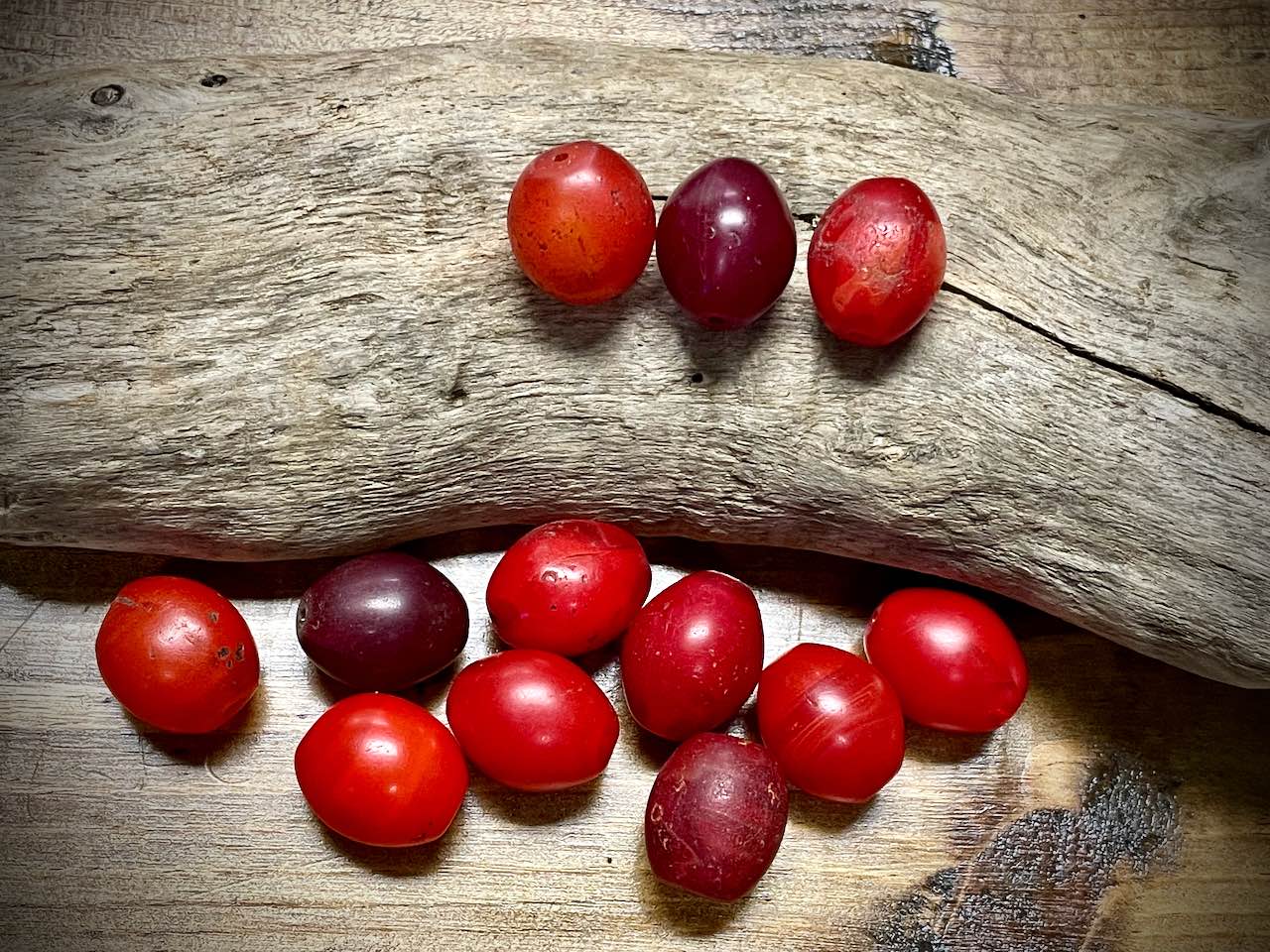 Ethiopian Tomato Glass Trade Bead—16mm x 19mm