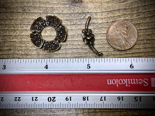 Bronze Poppy Flower Toggle Clasp