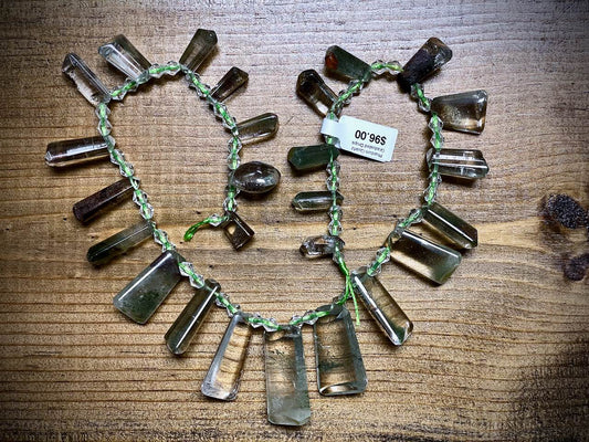 Phantom Quartz Graduated Drops Bead Strand - 10mm x 12mm - 16mm x 32mm - 16"