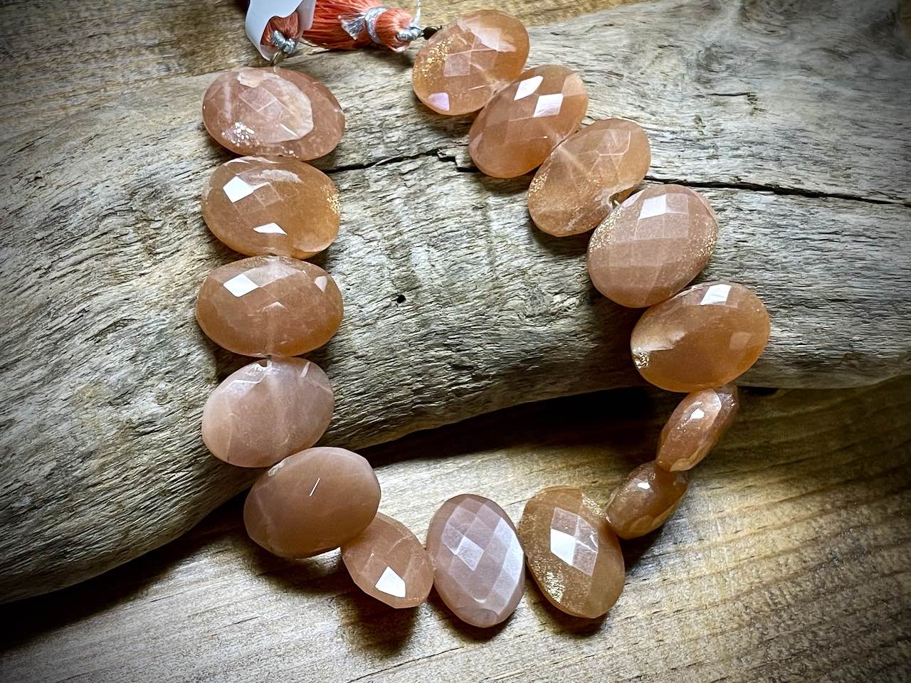 Sunstone Faceted Ovals Bead Strand - 14mm x 20mm - 8"