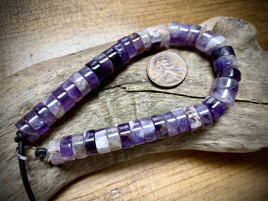 Amethyst Heishi Beads - 10mm x 3-5mm - Large Hole (2.5mm Hole) - 8”