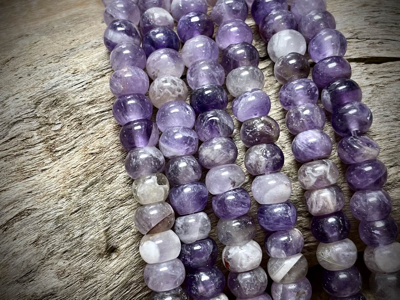 Amethyst Smooth Rondelle Beads - 6mm x 4mm - 8”