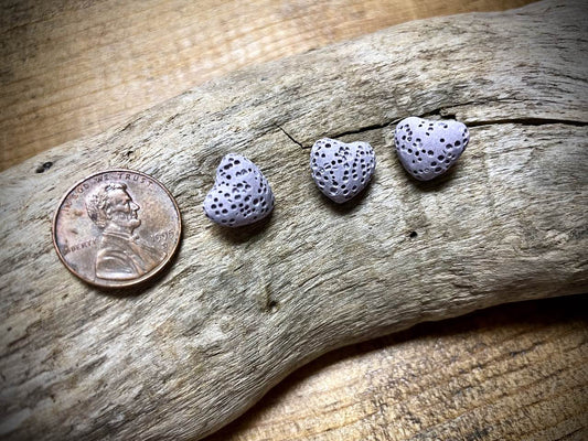 Lava Beads - Heart Shaped - Dusty Purple - 12mm x 10mm - 3-Pack