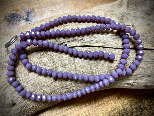 Crystal Bead Strand - Faceted Rondelles - Opaque Thistle Purple - 4mm x 3mm - 15.5”