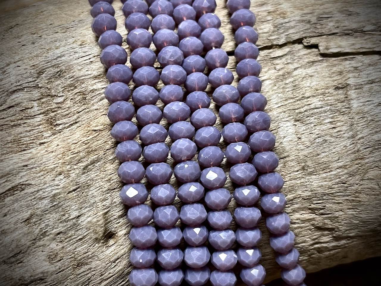 Crystal Bead Strand - Faceted Rondelles - Opaque Thistle Purple - 4mm x 3mm - 15.5”
