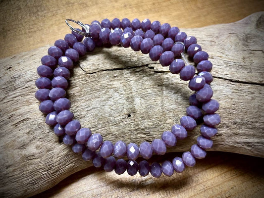 Crystal Bead Strand - Faceted Rondelles - Opaque Thistle Purple - 6mm x 4mm - 15.5”