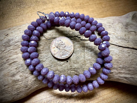 Crystal Bead Strand - Faceted Rondelles - Opaque Thistle Purple - 6mm x 4mm - 15.5”