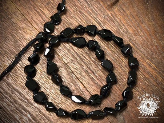 Black Spinel Faceted Simple Cut Nugget Beads