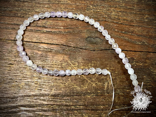 Lavender Amethyst 4mm Faceted Round Beads - 8" Strand