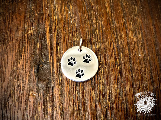 Silver-Plated Bronze Three Paw Print Charm